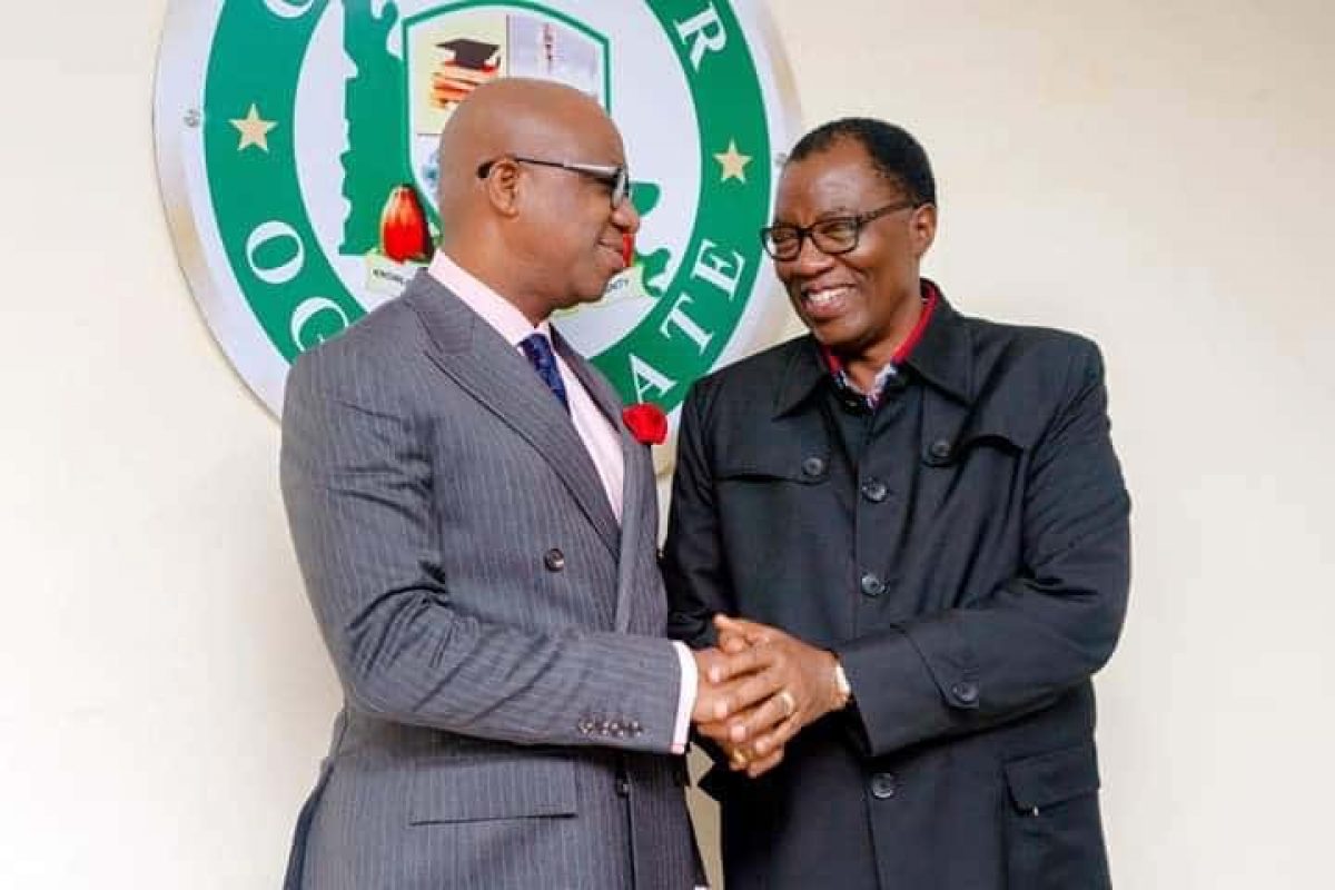 GOVERNOR DAPO ABIODUN RECEIVES FORMER GOV. GBENGA DANIEL.