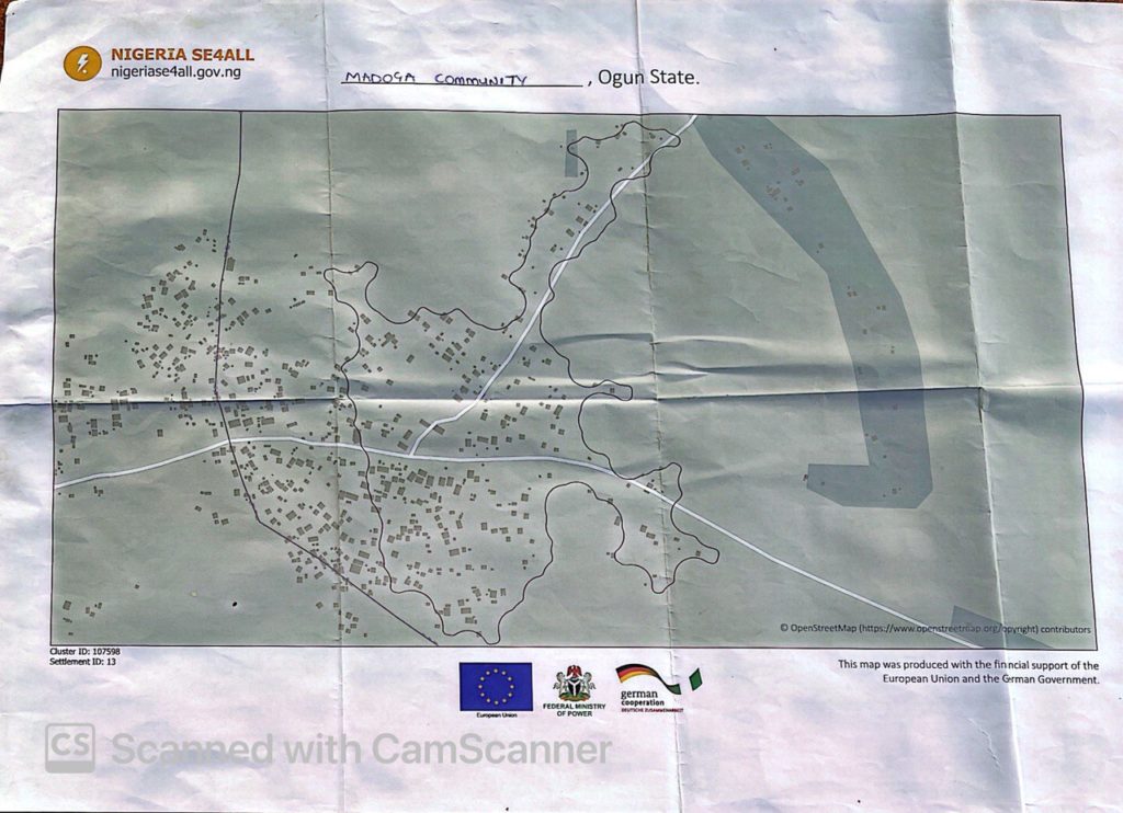 MAP OF MADOGA COMMUNITY, OGUN STATE NIGERIA.